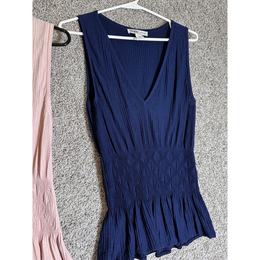 Lot Of 2 WHBM Outlet Goddess‎ Peplum Tank Top S Blue Pink V Neck Stretch Casual - Picture 4 of 8